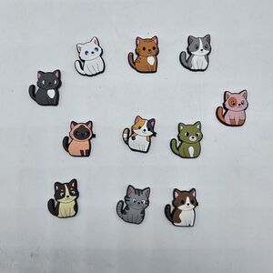 NWT Set of 11 of Cat Magnets Cat Lady Various Colors Handmade Fridge Office Deco